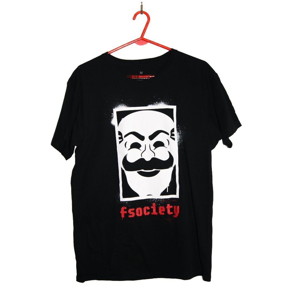 Mr Robot Loot Crate Black Medium Graphic Tee Shirt Short Sleeve Cotton